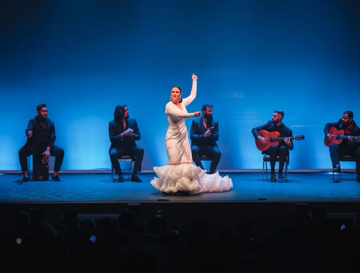 A woman dancing flamenco at the Authentic Flamenco show in Milano